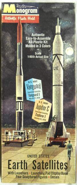 Monogram 1/96 United States Earth Satellites Vanguard and Jupiter C with Launching Pad and Crew, PD41-98 plastic model kit